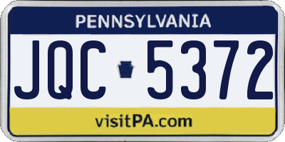 PA license plate JQC5372