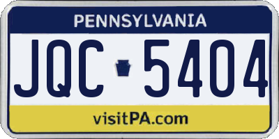 PA license plate JQC5404