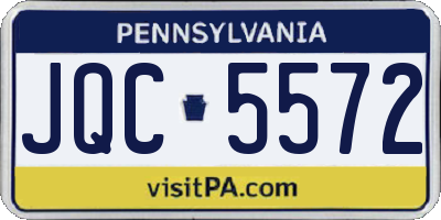 PA license plate JQC5572