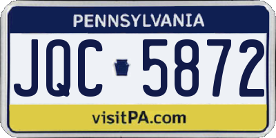 PA license plate JQC5872
