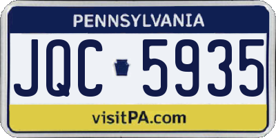 PA license plate JQC5935