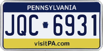 PA license plate JQC6931