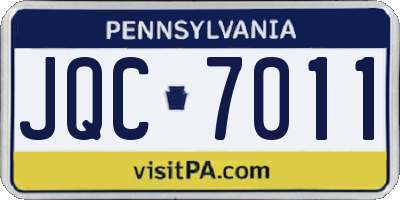 PA license plate JQC7011