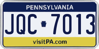 PA license plate JQC7013