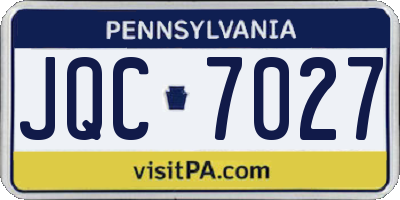PA license plate JQC7027