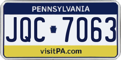 PA license plate JQC7063