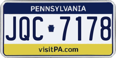 PA license plate JQC7178