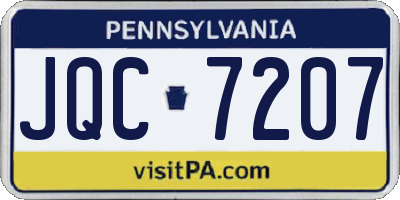 PA license plate JQC7207