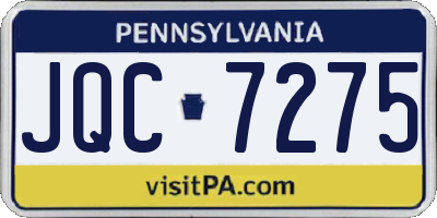 PA license plate JQC7275