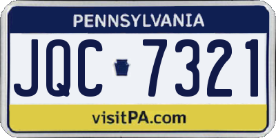 PA license plate JQC7321