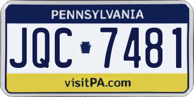 PA license plate JQC7481