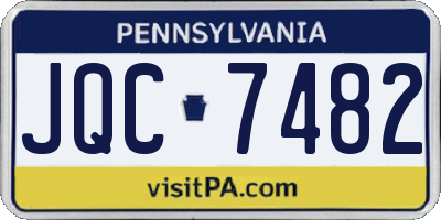 PA license plate JQC7482