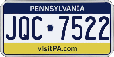 PA license plate JQC7522