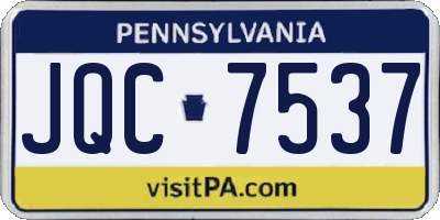 PA license plate JQC7537