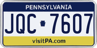 PA license plate JQC7607