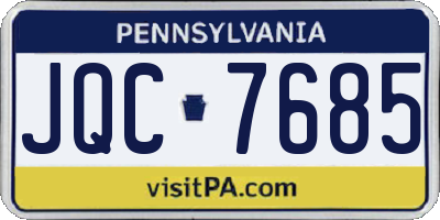 PA license plate JQC7685