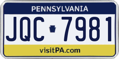PA license plate JQC7981