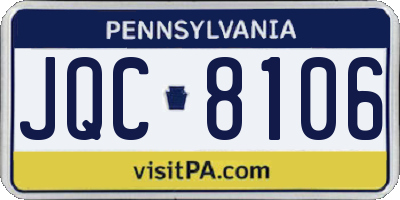 PA license plate JQC8106