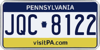 PA license plate JQC8122