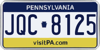 PA license plate JQC8125