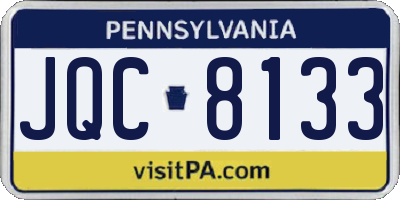 PA license plate JQC8133