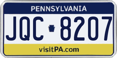 PA license plate JQC8207