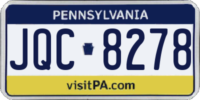 PA license plate JQC8278