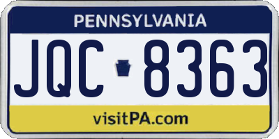 PA license plate JQC8363