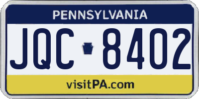 PA license plate JQC8402