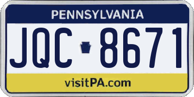 PA license plate JQC8671