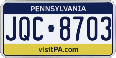 PA license plate JQC8703