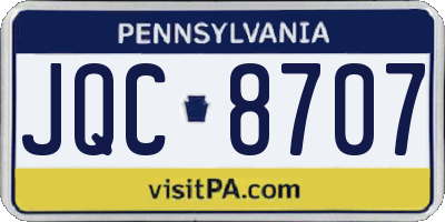 PA license plate JQC8707