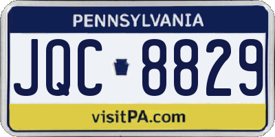 PA license plate JQC8829