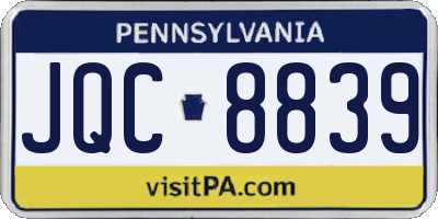 PA license plate JQC8839