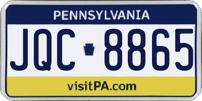 PA license plate JQC8865