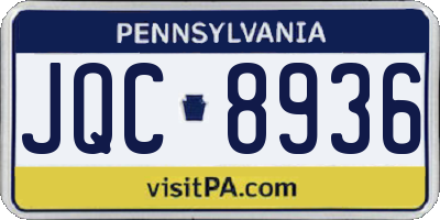 PA license plate JQC8936