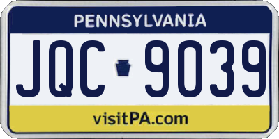 PA license plate JQC9039