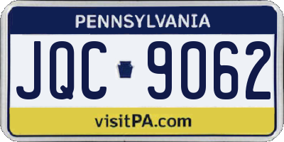 PA license plate JQC9062