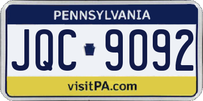 PA license plate JQC9092