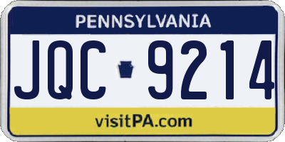 PA license plate JQC9214