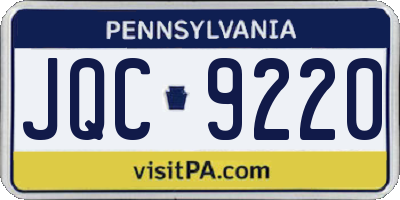 PA license plate JQC9220