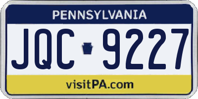 PA license plate JQC9227