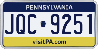 PA license plate JQC9251