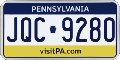 PA license plate JQC9280