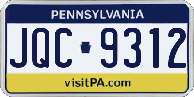 PA license plate JQC9312
