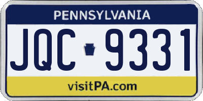 PA license plate JQC9331