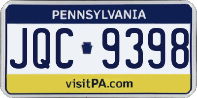 PA license plate JQC9398