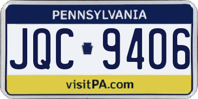 PA license plate JQC9406
