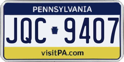 PA license plate JQC9407