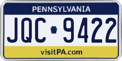 PA license plate JQC9422